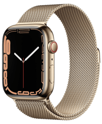 Apple Watch Series 7 45mm Gold Stainless Steel Case with Gold Milanese Loop (MKJG3) на iCoola.ua