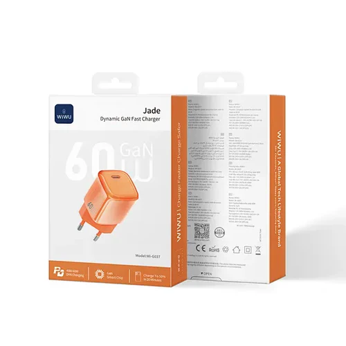 Зарядний пристрій WIWU Jade Dynamic GaN Fast Charger USB-C 60W (WI-G037) Orange