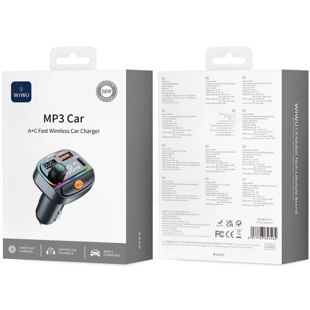 Автозарядное устройство для WiWU MP3 Car Charger 20W Black (WI-QC031)