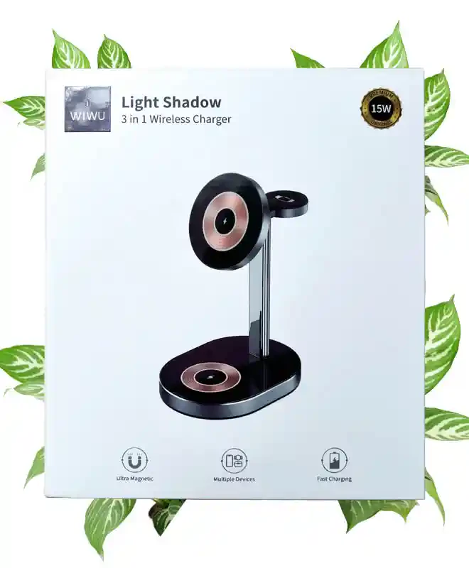 Беспроводная зарядка WIWU (Wi-W003) Light Shadow 3in1 Series (Black) на iCoola.ua