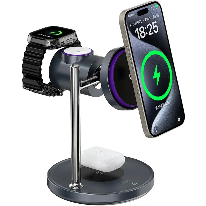 Бездротова зарядка WIWU 3-in-1 Magnetic Charger Qi2.2 (Wi-W041) Black