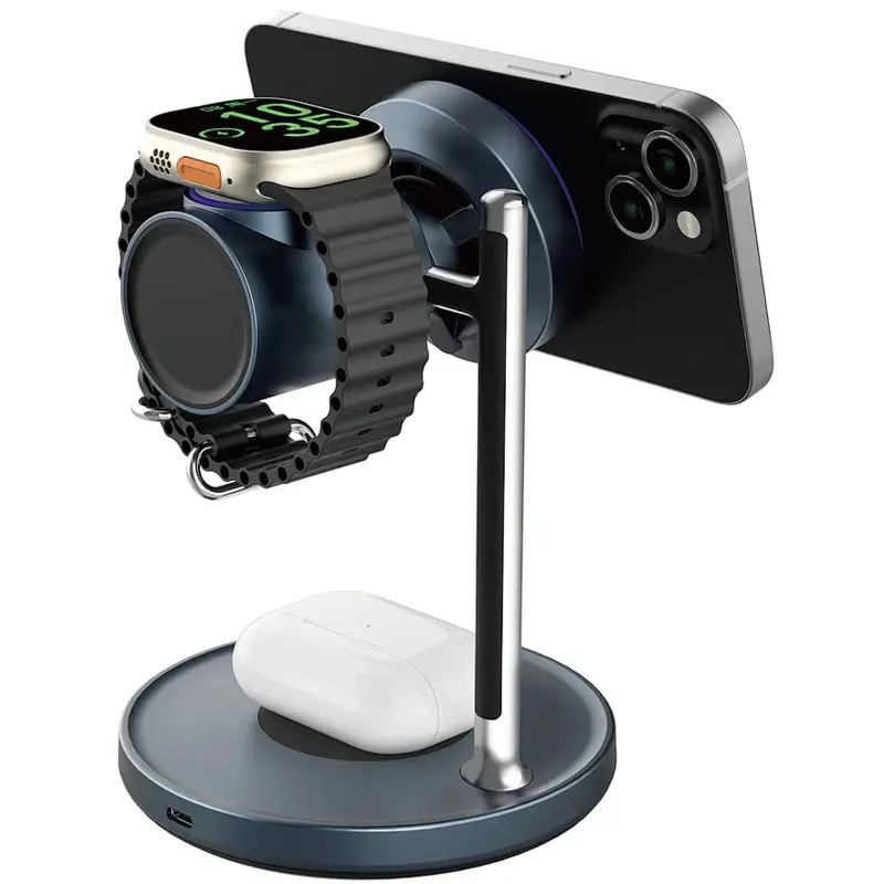 Бездротова зарядка WIWU 3-in-1 Magnetic Charger Qi2.2 (Wi-W041) Black
