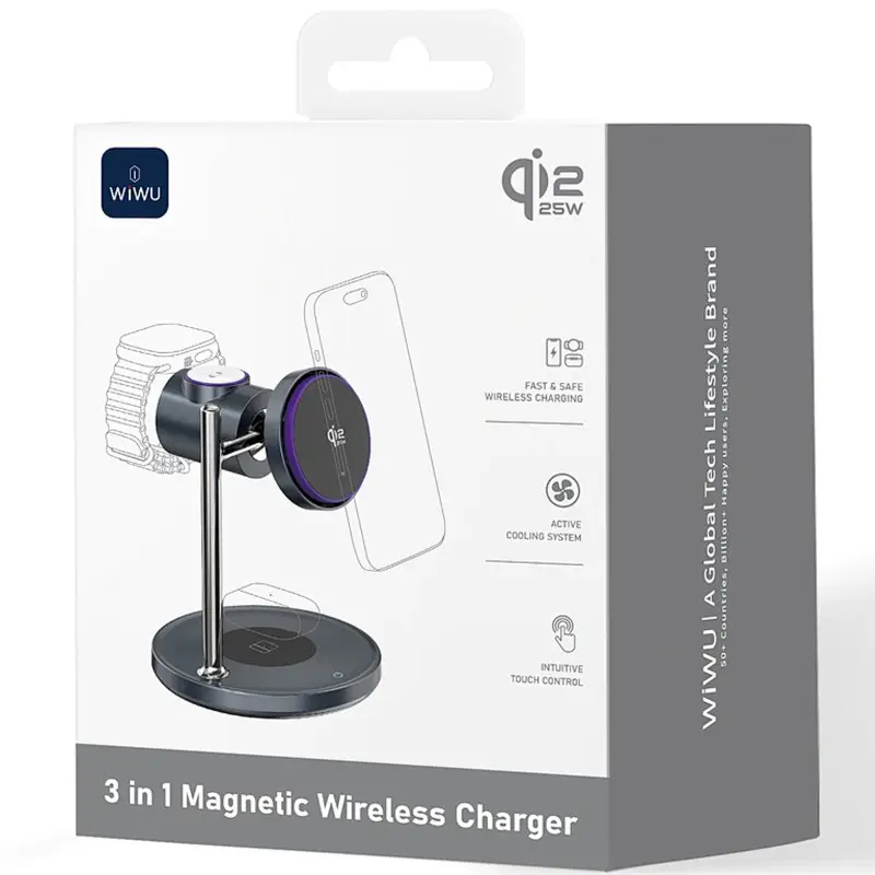 Бездротова зарядка WIWU 3-in-1 Magnetic Charger Qi2.2 (Wi-W041) Black