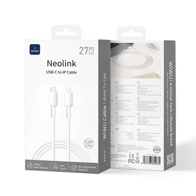 Кабель WIWU Neolink Series USB-C to Lightning 27W 2m (Wi-C062) White
