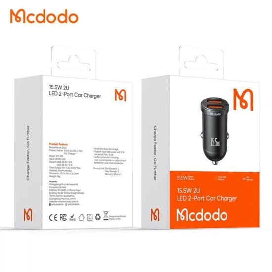 Автомобильное зарядное устройство для Mcdodo Cool 2xUSB 15.5W (CC-295) Black