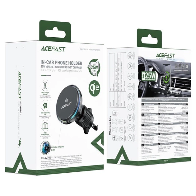 Автодержатель ACEFAST Qi2 Wireless Car Charger Holder 25W (D61) Grey