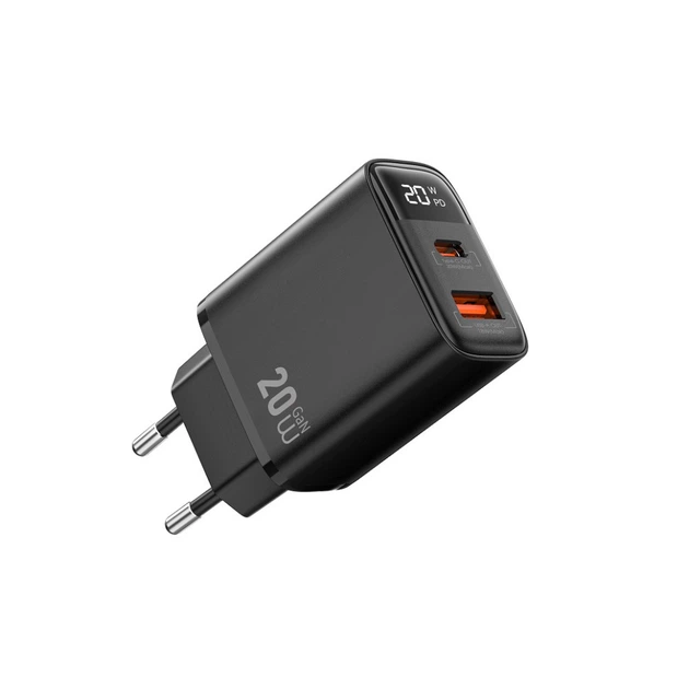 Зарядний пристрій WIWU Firefly GaN Fast Charger USB+USB-C 20W (WI-G009) Black