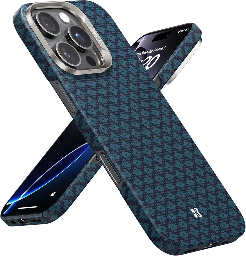 Чехол на iPhone 16 Pro Max ArmorGrid Benks Kevlar Blue