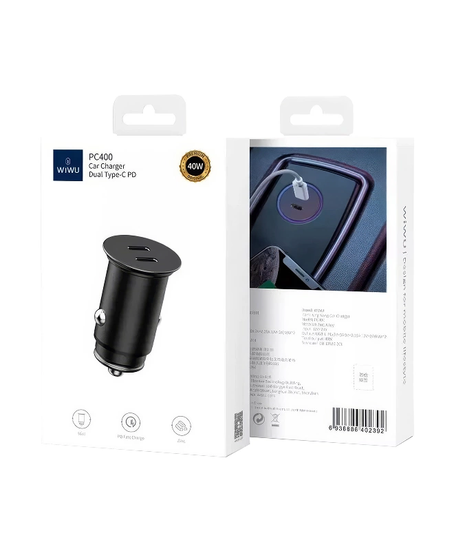 Автомобильное зарядное устройство WiWU PC243 Car Charger 185W (Dual Type-C)