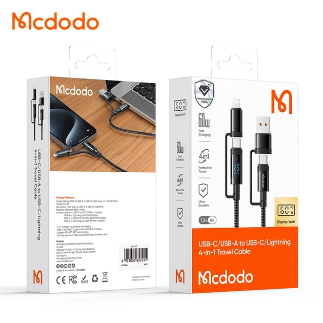 Кабель Mcdodo USB-C/USB-A to USB-C/Lightning 4-in-1 (CA-199)