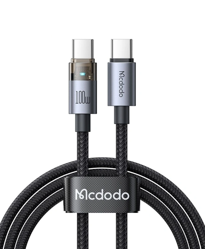 Кабель Mcdodo Cab Luma 100W USB-C to USB-C (1.2m) Black з підсвіткою (CA-558)