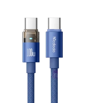 Купити Кабель Mcdodo Cab Luma 100W USB-C to USB-C (1.2m) Blue з підсвіткою (CA-558) Blue.
