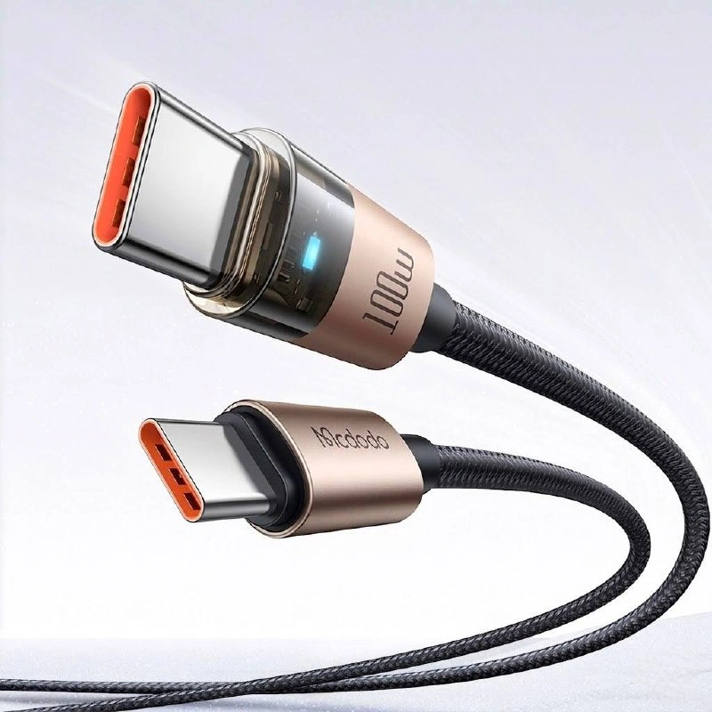 Кабель Mcdodo Cab Luma 100W USB-C to USB-C (1.2m) Gold з підсвіткою (CA-558)