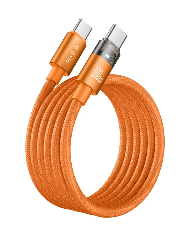 Кабель Mcdodo Cab Luma 100W USB-C to USB-C (1.2m) Orange з підсвіткою (CA-558)