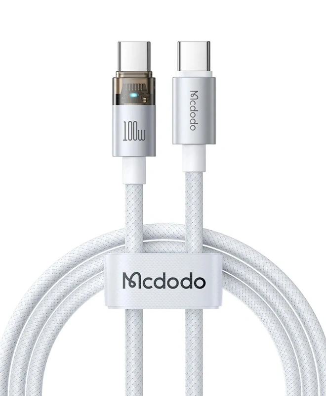 Кабель Mcdodo Cab Luma 100W USB-C to USB-C (1.2m) White з підсвіткою (CA-558)