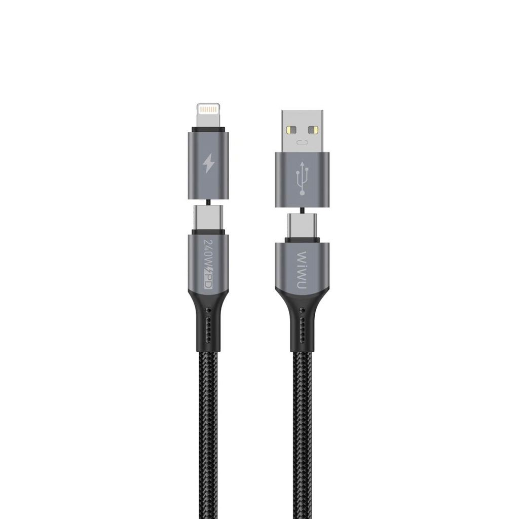 Купити Кабель WiWU Raptor Pro USB-A+USB-C to USB-C+Lightning 240W 1.2m (Wi-C085)