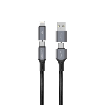 Купити Кабель WiWU Raptor Pro USB-A+USB-C to USB-C+Lightning 240W 1.2m (Wi-C085)