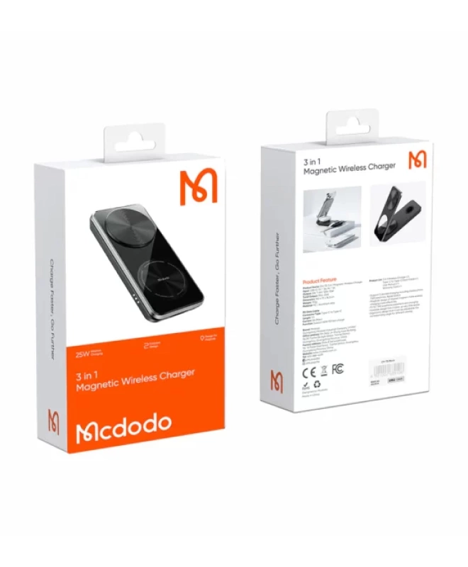 Беспроводное зарядное устройство Mcdodo 3 in 1 Magnetic Wireless Charger (CH-115) 25W Black