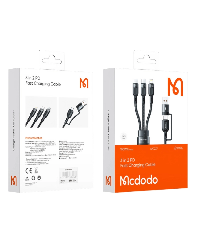 Кабель Mcdodo 3 in 2 PD Fast Charging Cable (CA-880)