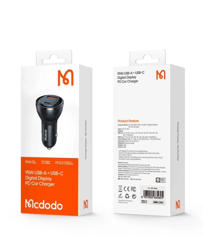 Автомобильное зарядное устройство для Mcdodo 95W (CC-567)