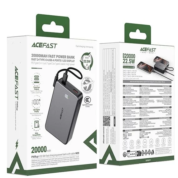 Повербанк ACEFAST M29 20000mAh 22.5W Black (Чорний)