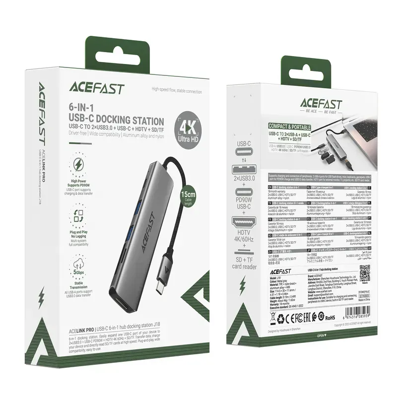 Перехідник ACEFAST ACELINK PRO 6-in-1 USB-C Hub (J18)
