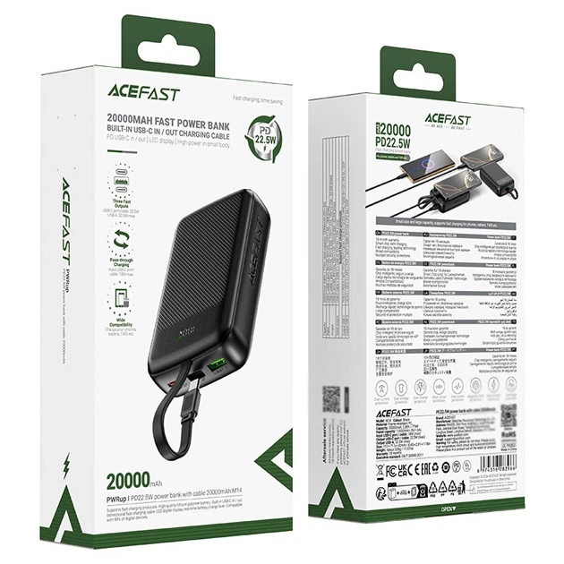Повербанк ACEFAST 20000mAh PD 22.5W Black (M14)