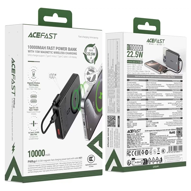 Power Bank ACEFAST PWRup I M31 10000mAh 22.5W (XHD-GB1) Black