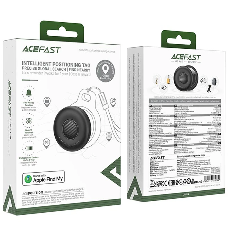 Bluetooth-трекер ACEFAST Intelligent Positioning Tag (S1) Black