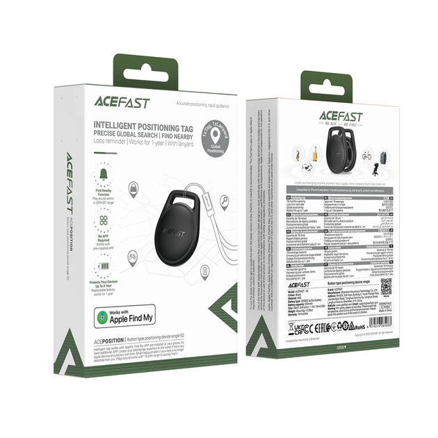 Bluetooth-трекер ACEFAST Intelligent Positioning Tag (S2) Black