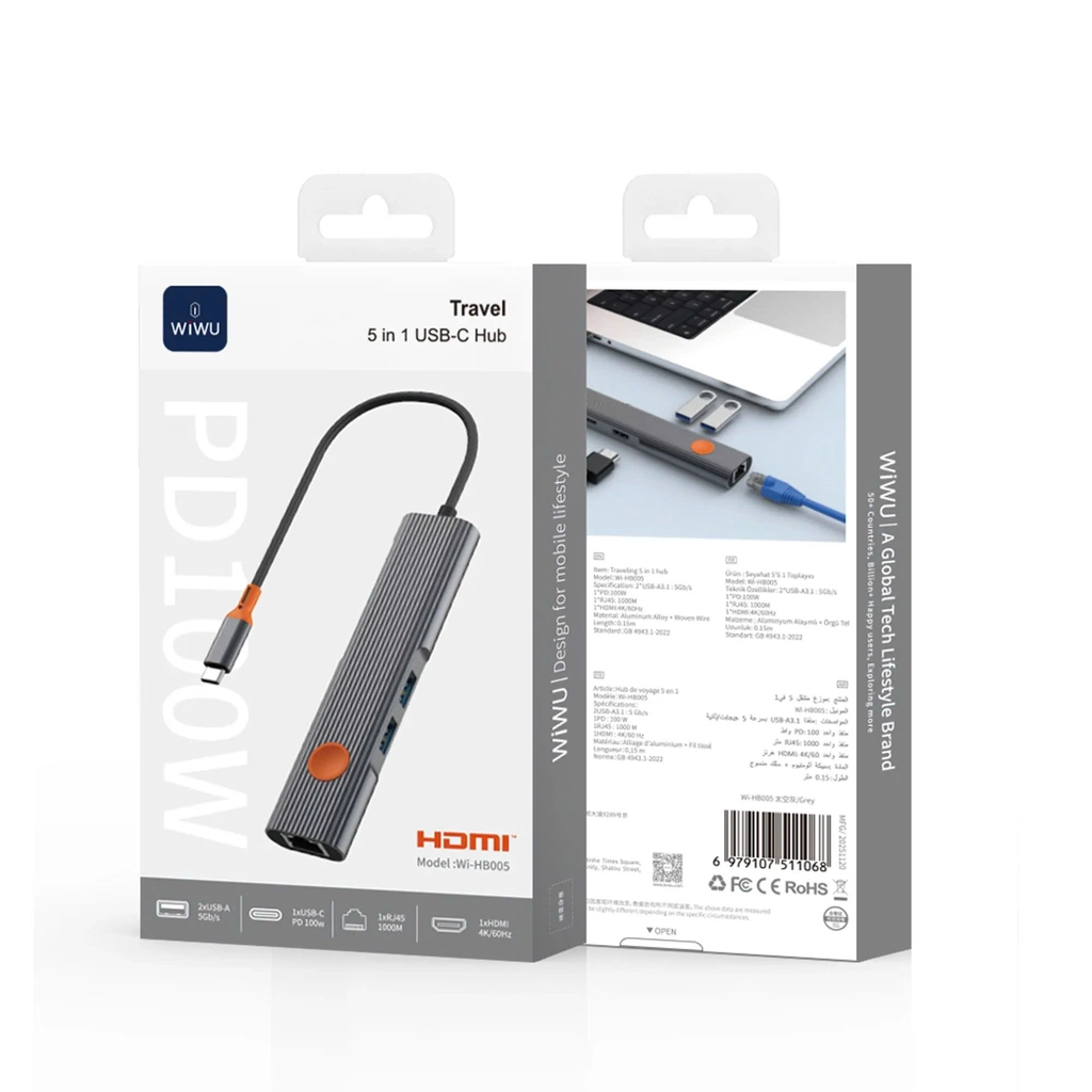 Переходник Travel 5 in 1 USB-C Hub (Wi-HB005)
