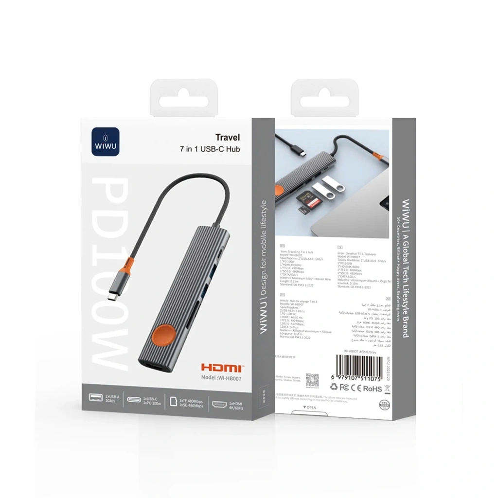 Переходник Travel 7 in 1 USB-C Hub (Wi-HB007)
