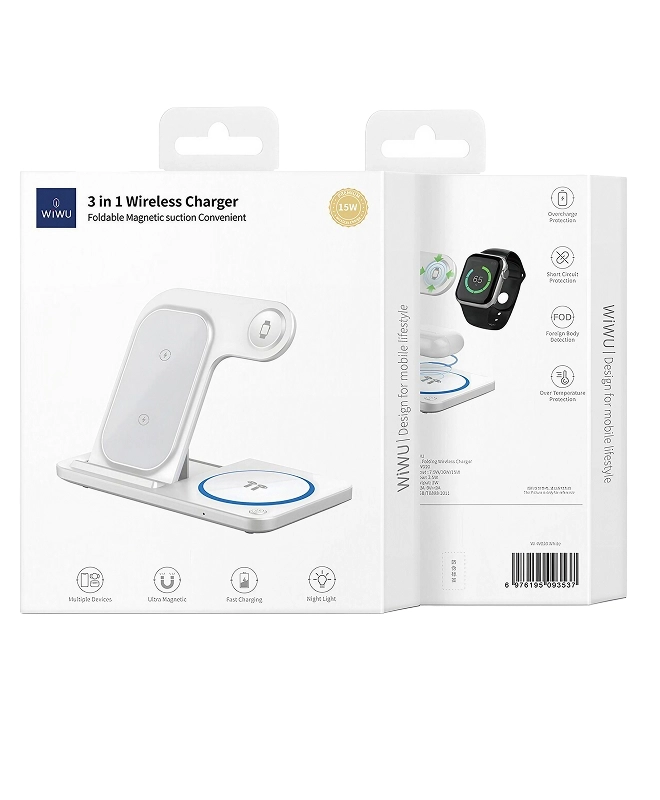 Безпровідна зарядка WiWU 3 in 1 Folding Wireless Charger (WI-W020)