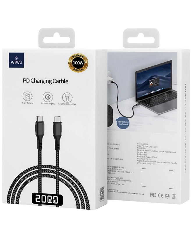 Кабель Wiwu F20 PD to PD 100W 2m