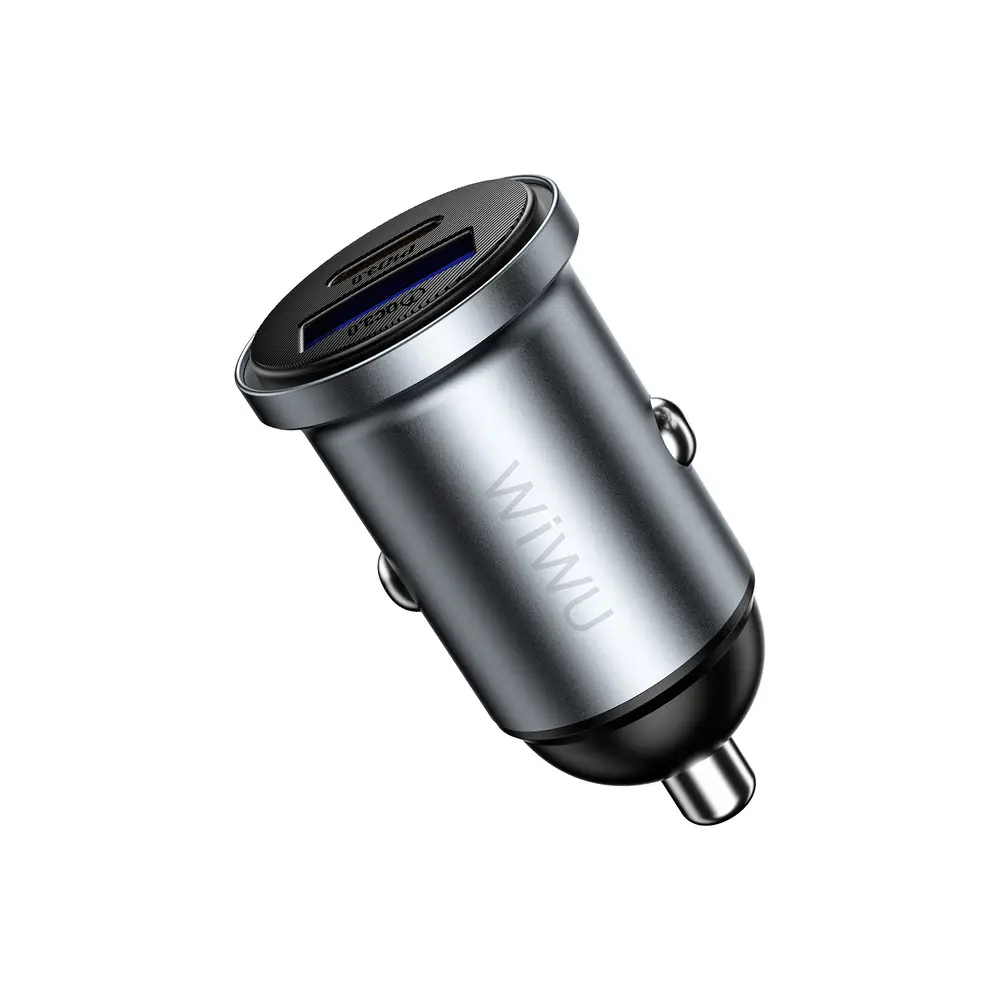 Автомобільний зарядний пристрій WIWU Nano Lite 35W USB-A+C Grey (Wi-CC030)