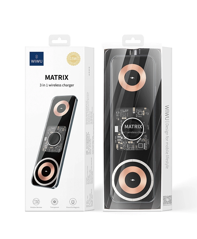 Беспроводная зарядка WIWU (Wi-W010) Matrix 3 in 1 15W Wireless Charge