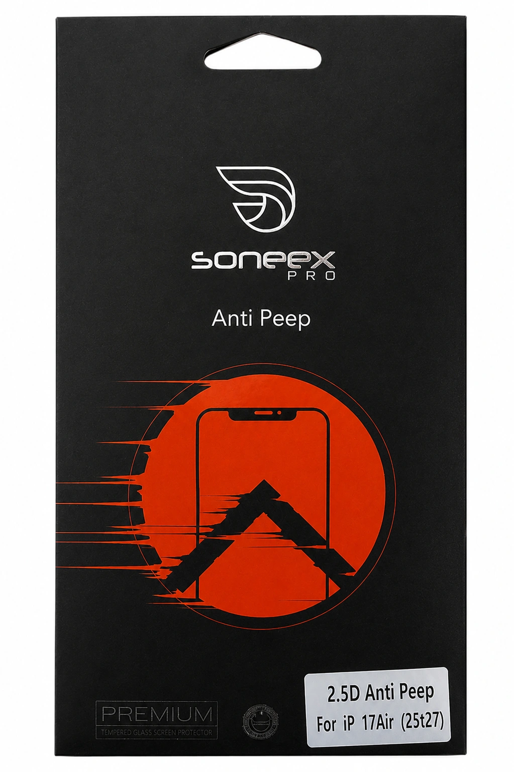 Купить Защитное стекло Антишпион iPhone 17 Air Soneex Pro 2.5D Anti-Peep Glass+ (Гарантия на разбиение) 3 месяца
