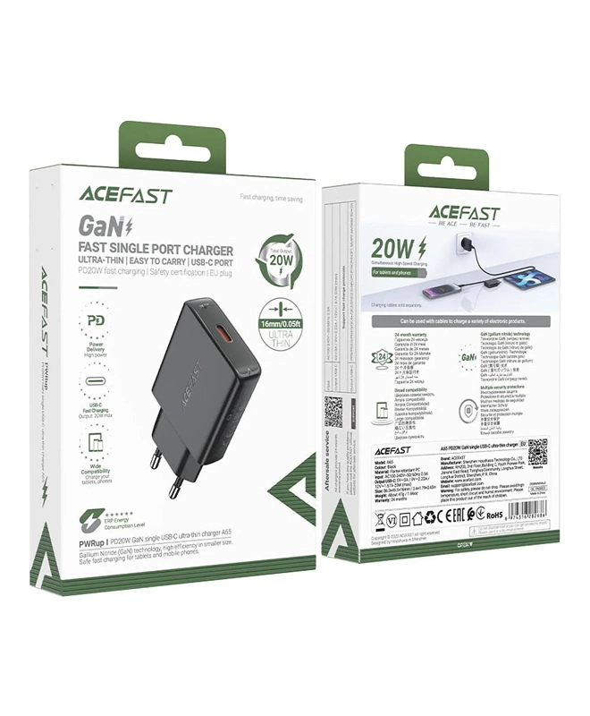 Зарядное устройство для ACEFAST GaN Fast Single Port Charger 20W (A65)
