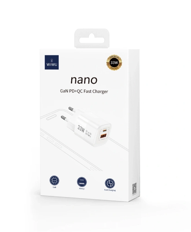 Зарядное устройство для WIWU Nano GaN PD+QC Fast Charger 33W (Wi-U008)