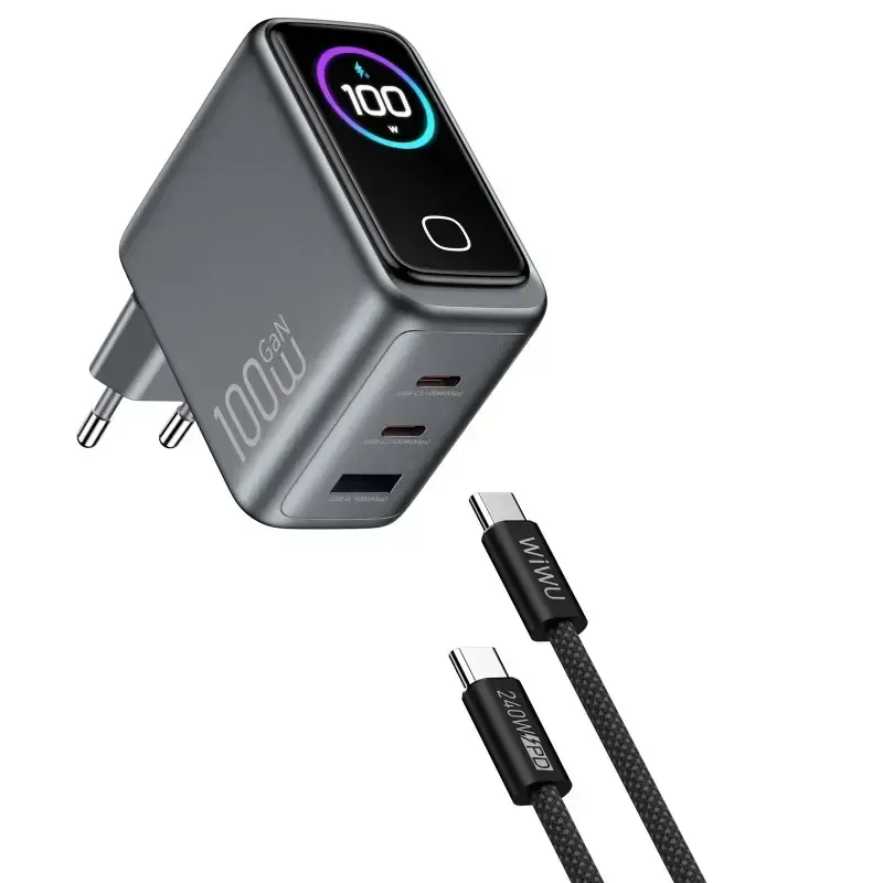 Зарядное устройство для WiWU Voyager 100W GaN Charger Combo (CHG300) Space Gray