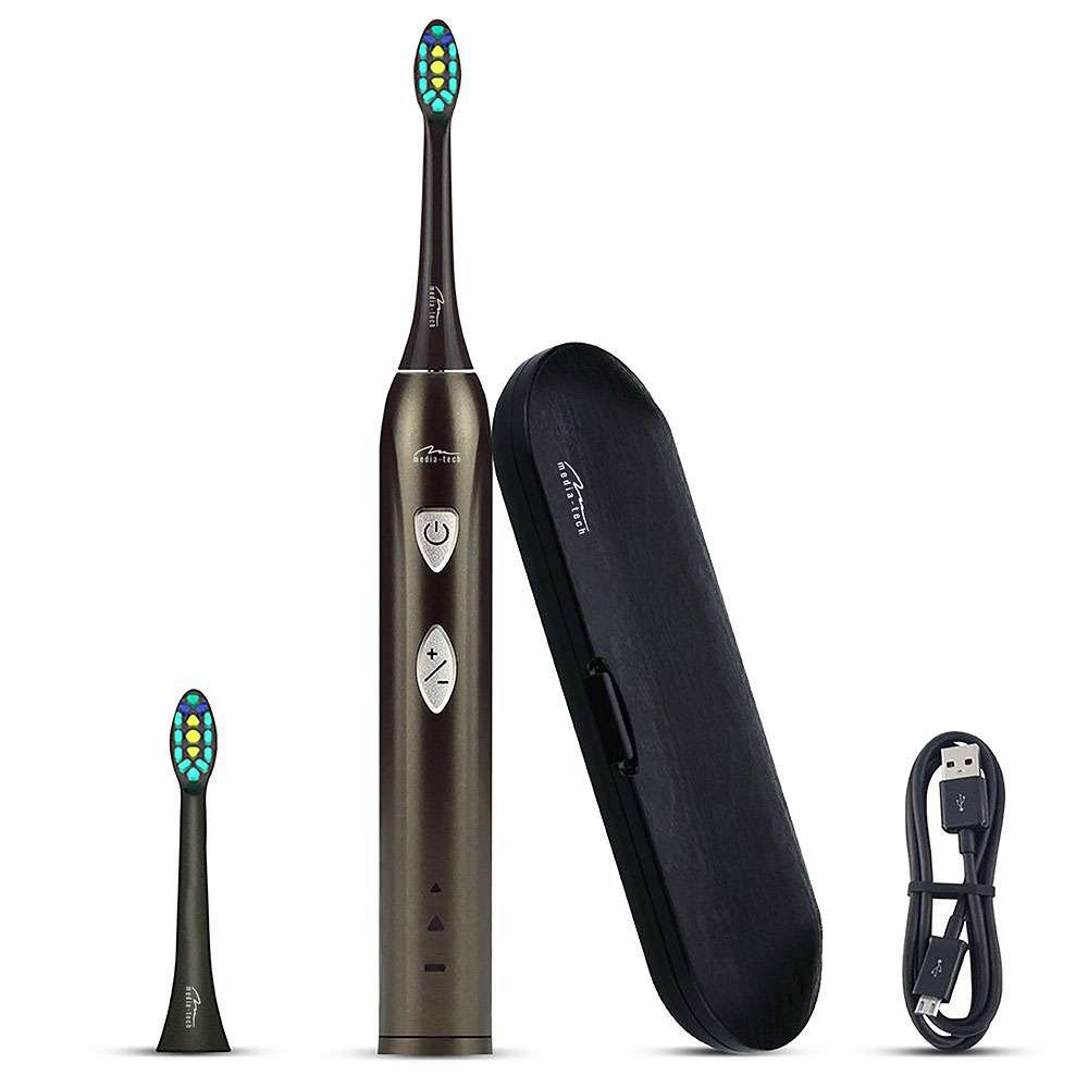 Зубная щетка электрическая Media-Tech SONIC WAVECLEAN для взрослых/2режимы/таймер/2 доп.насадки/черная купить