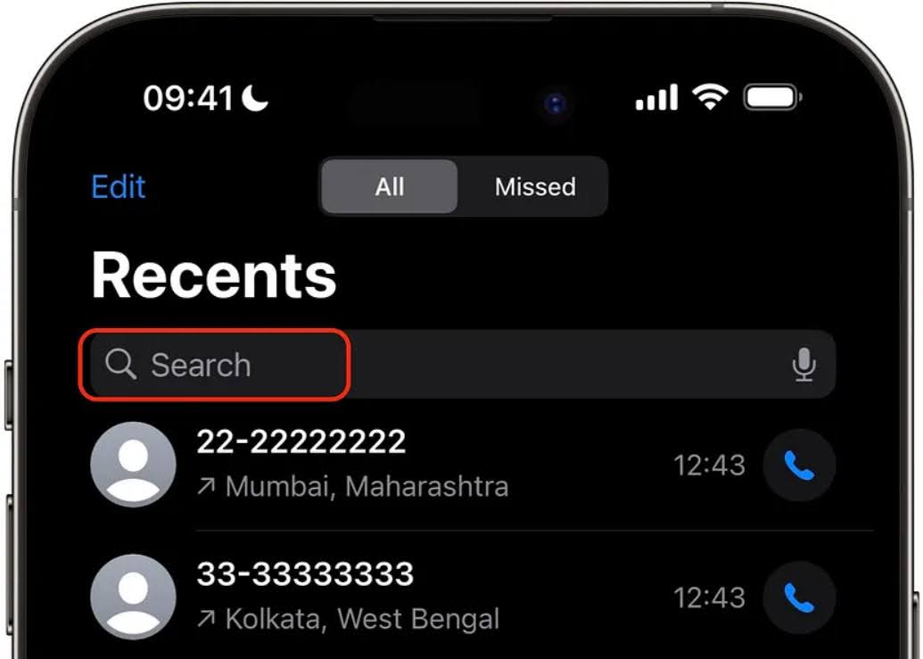 Поисковая история вызовов в iOS 18
