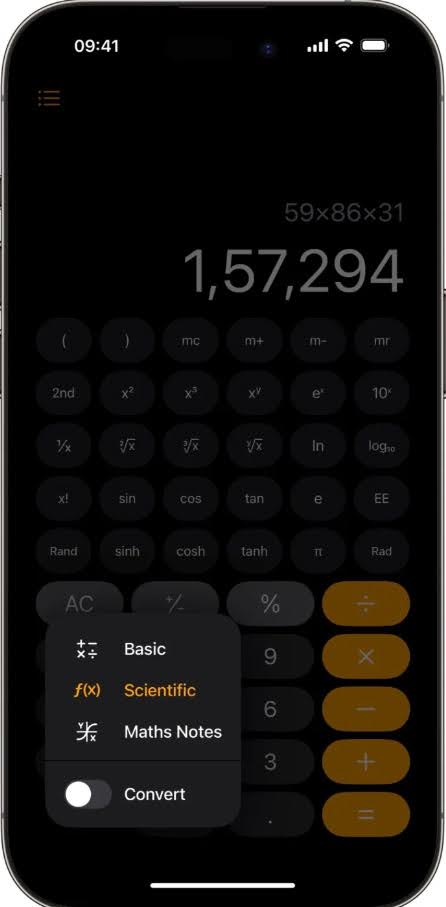 Науковий калькулятор iOS 18