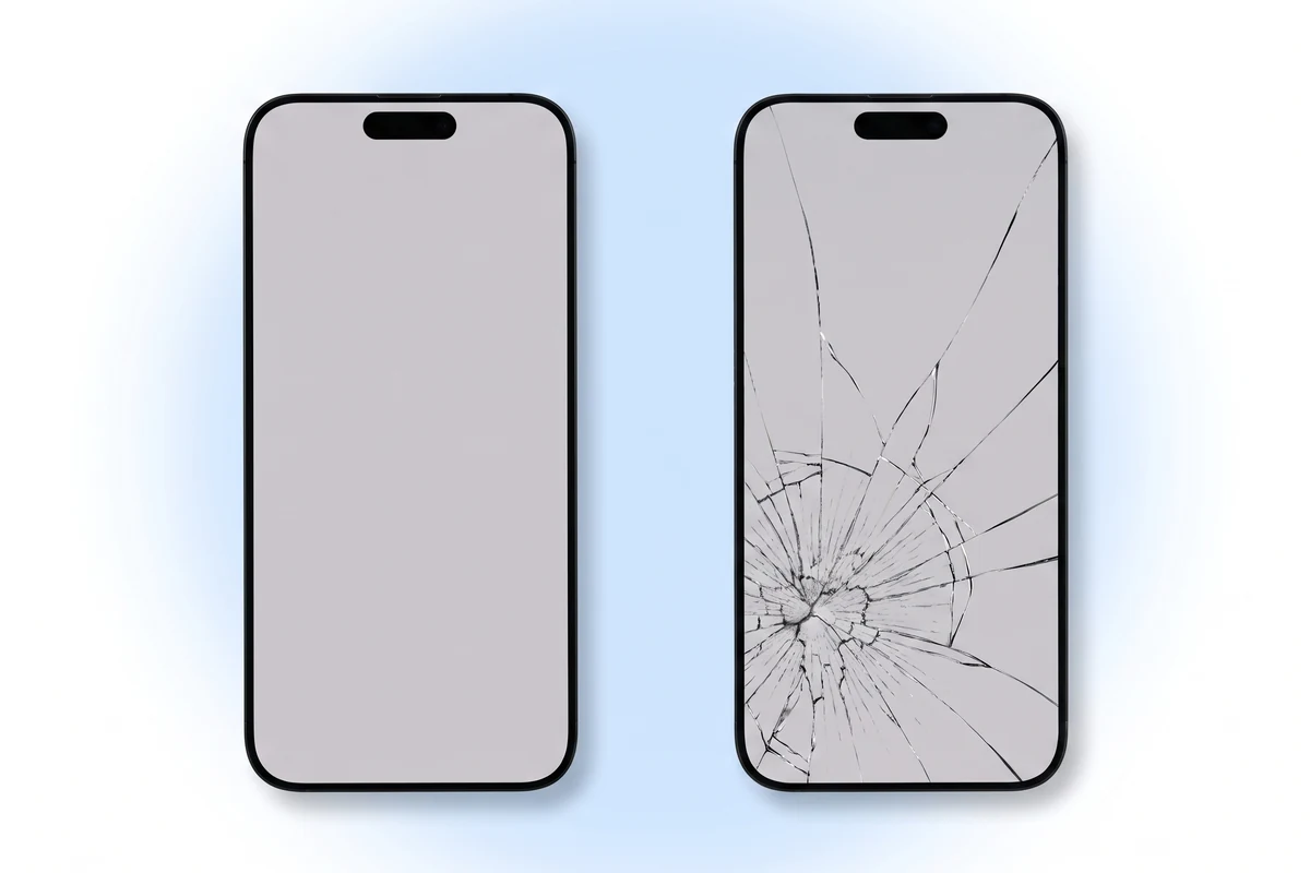 Оригінальний OLED-модуль iPhone 16 Pro Max поруч із копією, у якої товща рамка і блідіший колір