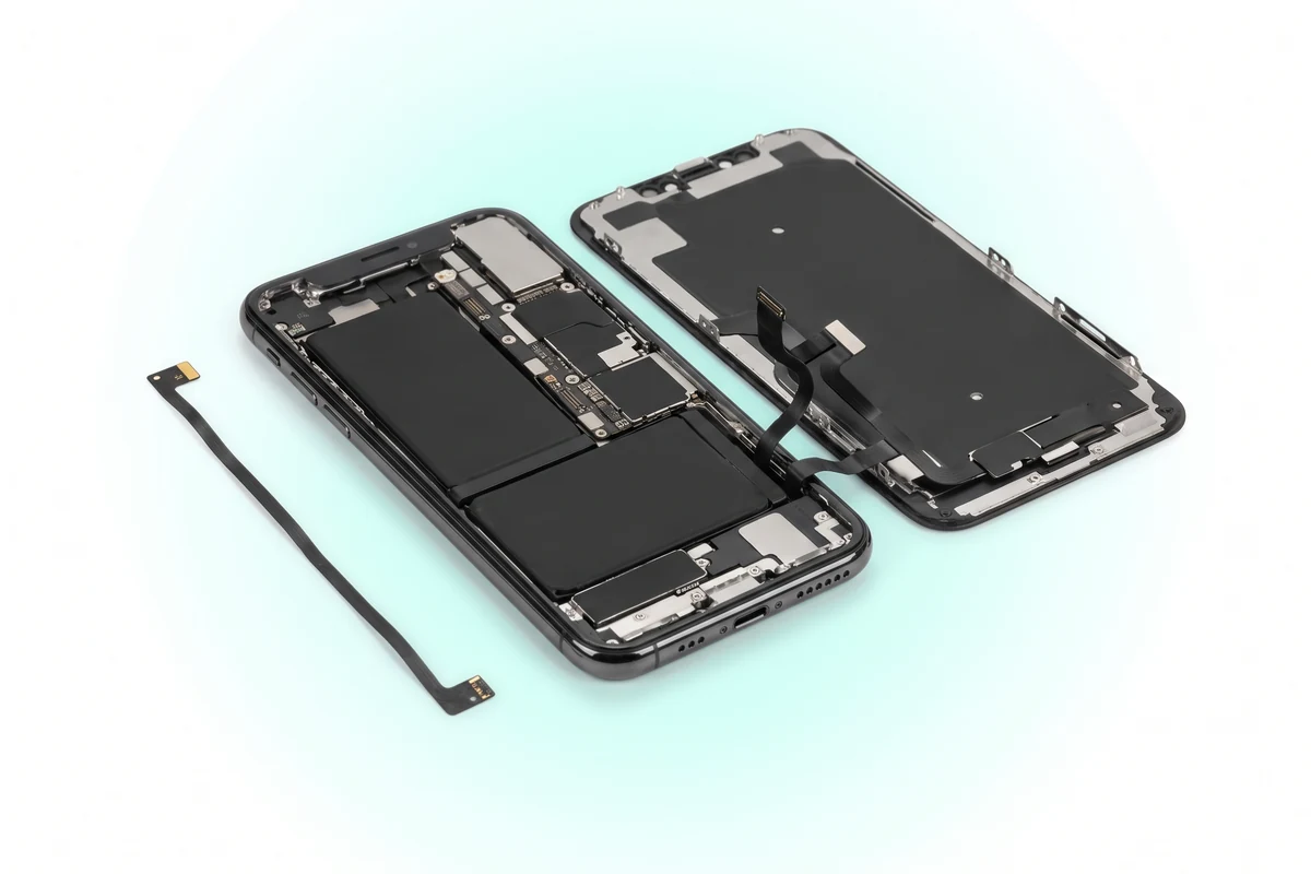 Решение проблемы Wi-Fi/Bluetooth iPhone X: вскрытый телефон и новый шлейф антенны рядом