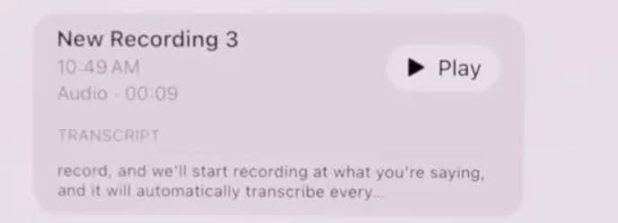 Стенограма записаної голосової нотатки в iOS 18 Notes