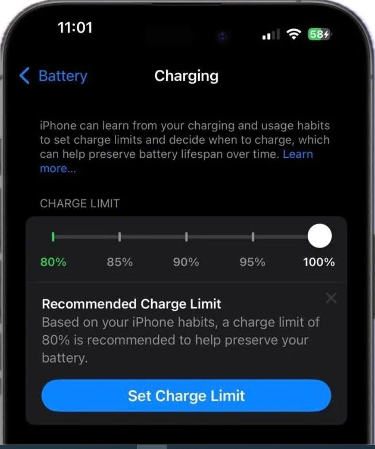 Повзунок обмеження заряду iOS 18