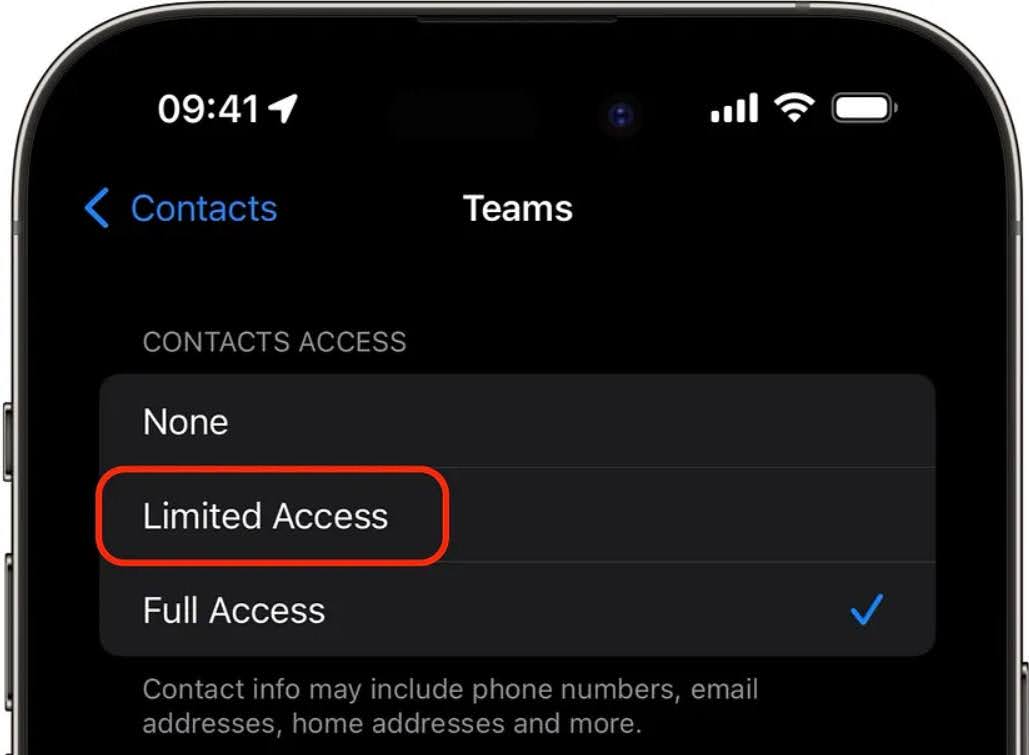 Обмеження доступу програми до контактів в iOS 18