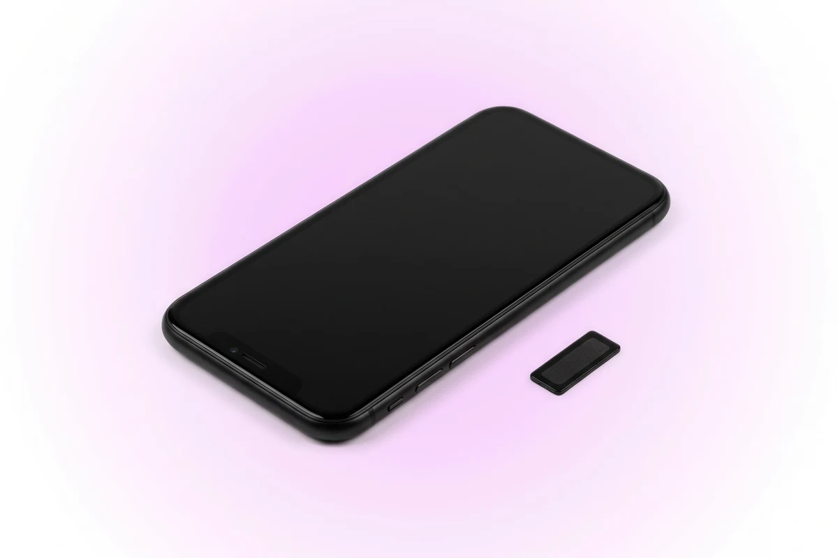 Восстановление верхнего динамика iPhone XR: черный телефон и новый слуховой динамик рядом