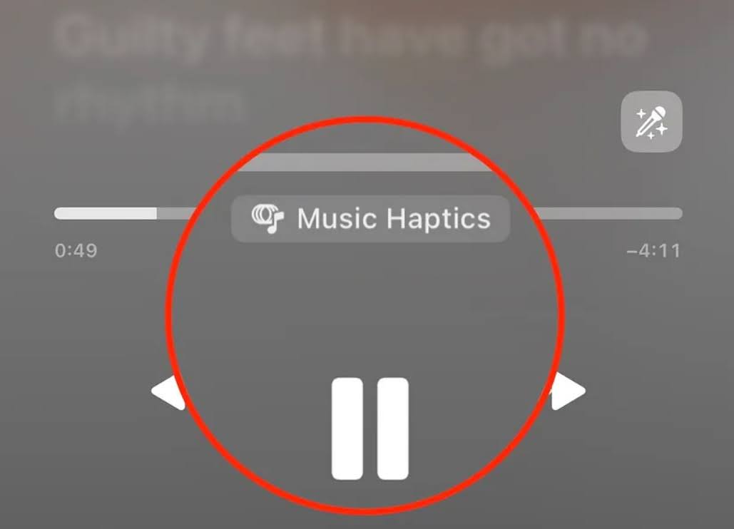 Индикатор "Music Haptics" в iOS 18 Apple Music